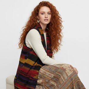 Parsley & Sage Southwestern Zip Back Open Front Long Line Vest Size L